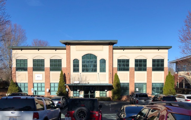 Modern institutional building brick facade
